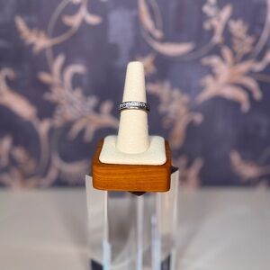 Vintage Estate Silver Plated Geometric Pattern Ring Lot D53